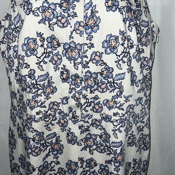 Ann Taylor Sleeveless Floral Cotton Blend Lined Dress Size 6 Blue Peach White - Picture 3 of 12